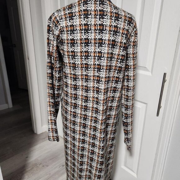 Christian Siriano Open Front Plaid Duster Sweater Sz Small - Picture 6 of 9